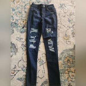 SO Dark Blue Distressed Skinny Jeans